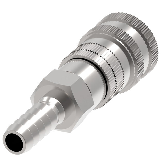 2HGBNB Hansen® by Danfoss | Food & Beverage Quick Disconnect Coupling | 2HKGL Series | Hose Barb | 1/4" Hose ID x 1/4" Body Size | Socket for Gas | NBR Seal | Stainless Steel