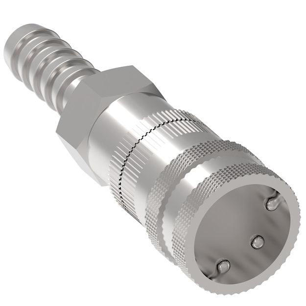 2HGBNB Hansen® by Danfoss | Food & Beverage Quick Disconnect Coupling | 2HKGL Series | Hose Barb | 1/4" Hose ID x 1/4" Body Size | Socket for Gas | NBR Seal | Stainless Steel