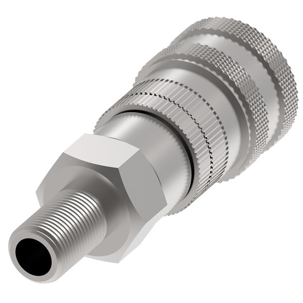 2HL20 Hansen® by Danfoss | Food & Beverage Quick Disconnect Coupling | 2HKGL Series | 3/8" Male NPT x 1/4" Body Size | Socket for Liquid | NBR Seal | Stainless Steel