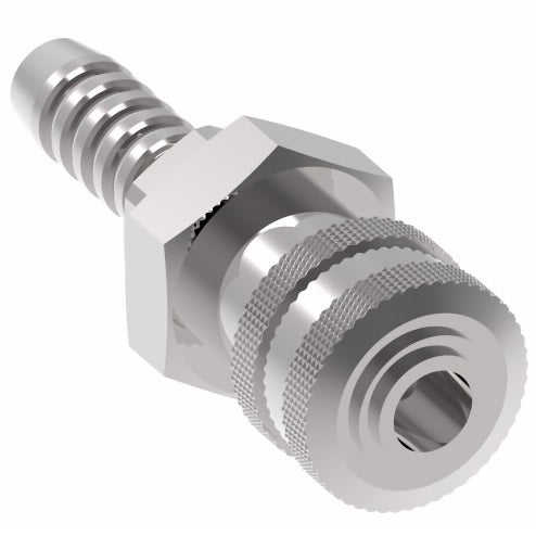 2R17 Hansen® by Danfoss | Pneumatic Quick Disconnect Coupling | 2RL Series | Hose Barb End | 1/4" Hose ID x 1/4" Body Size | Socket | Buna-N Seal | Steel