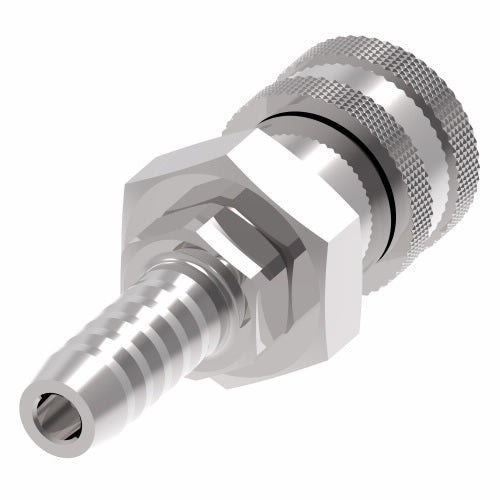 2R17 Hansen® by Danfoss | Pneumatic Quick Disconnect Coupling | 2RL Series | Hose Barb End | 1/4" Hose ID x 1/4" Body Size | Socket | Buna-N Seal | Steel