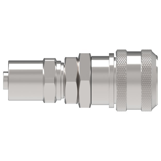2R185C7 Hansen® by Danfoss | Pneumatic Quick Disconnect Coupling | 2RL Series | Hose Crimp End | 5/8" Hose OD | 5/16" Hose ID x 1/4" Body Size | Socket | Buna-N Seal | Steel