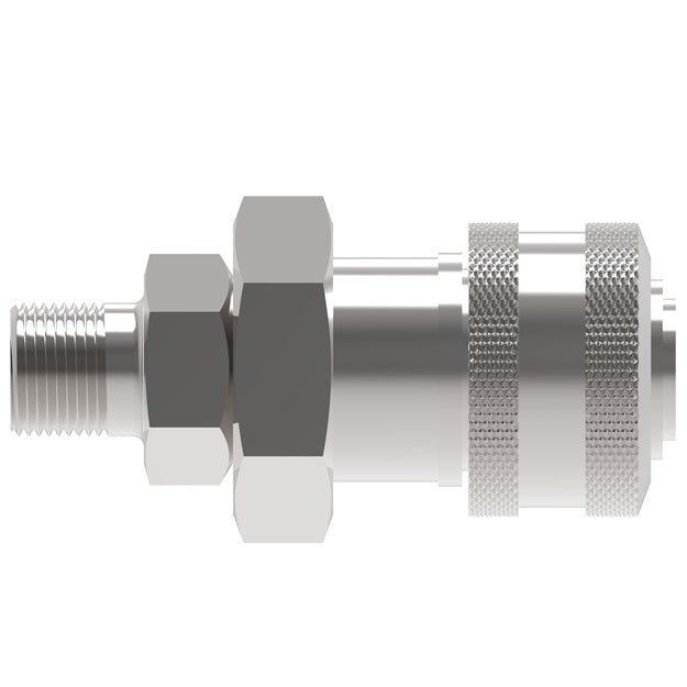 2R20 Hansen® by Danfoss | Pneumatic Quick Disconnect Coupling | 2RL Series | 3/8" Male NPTF x 1/4" Body Size | Socket | Buna-N Seal | Steel