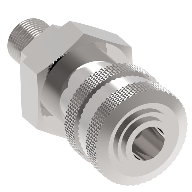 2R15 Hansen® by Danfoss | Pneumatic Quick Disconnect Coupling | 2RL Series | 1/4" Male NPTF x 1/4" Body Size | Socket | Buna-N Seal | Steel