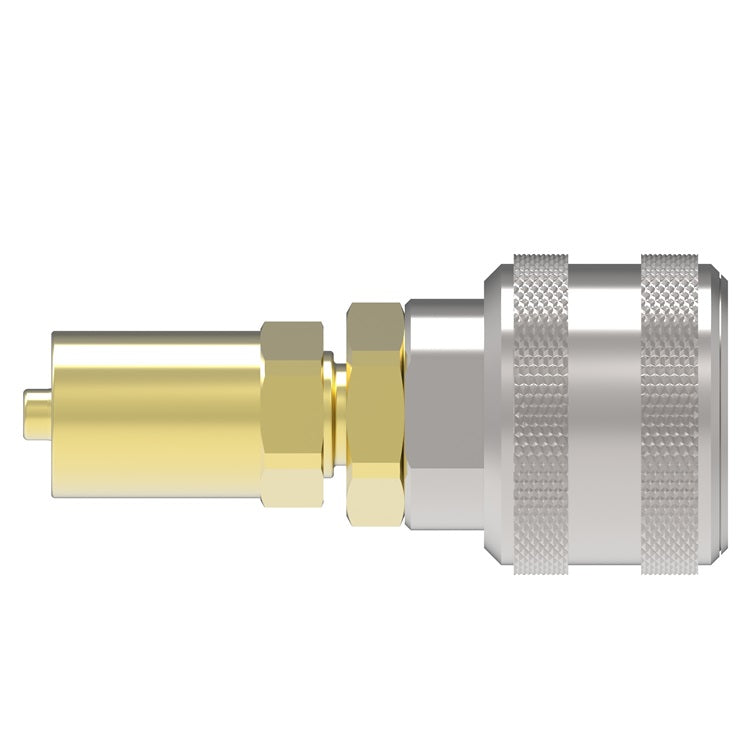 3SB7 Hansen® by Danfoss | Quick Disconnect Coupling | 3000 Series | Hose Crimp End | 5/8" Hose OD | 1/4" Hose ID x 1/4" Body Size | Socket | NBR Seal | Brass