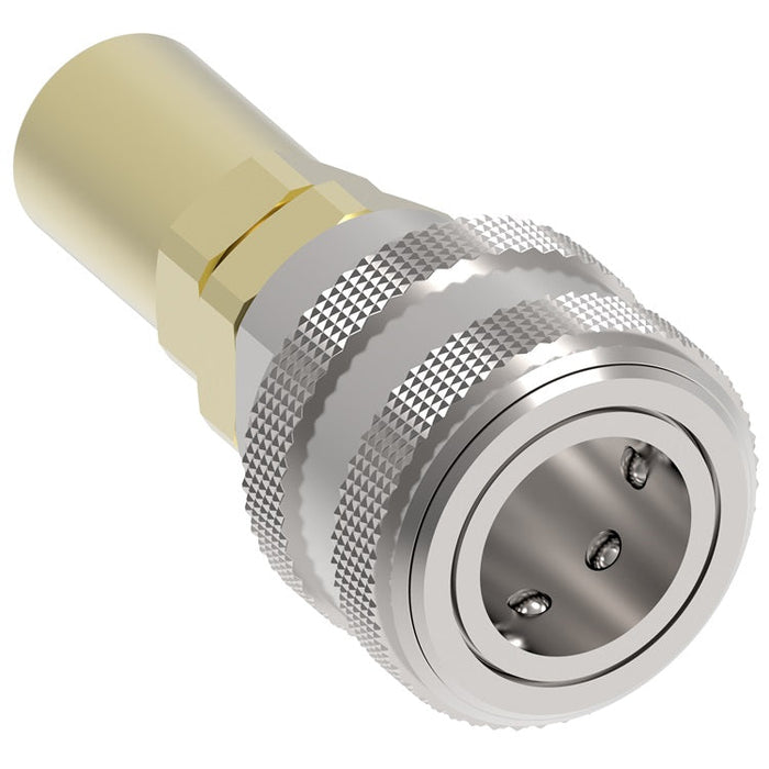 3SB7 Hansen® by Danfoss | Quick Disconnect Coupling | 3000 Series | Hose Crimp End | 5/8" Hose OD | 1/4" Hose ID x 1/4" Body Size | Socket | NBR Seal | Brass