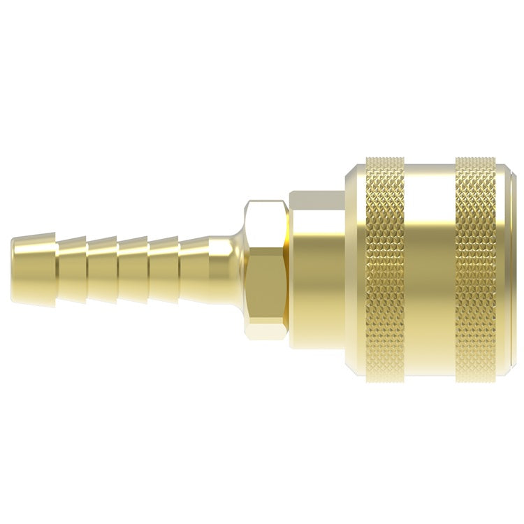 3700P Hansen® by Danfoss | Pneumatic Quick Disconnect Coupling | 3000 Series | Push-On Hose Barb End | 3/8" Hose ID x 1/4" Body Size | Socket | NBR Seal | Brass