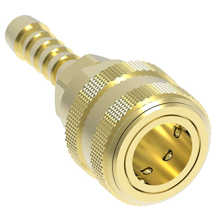 3600P Hansen® by Danfoss | Pneumatic Quick Disconnect Coupling | 3000 Series | Push-On Hose Barb End | 1/4" Hose ID x 1/4" Body Size | Socket | NBR Seal | Brass