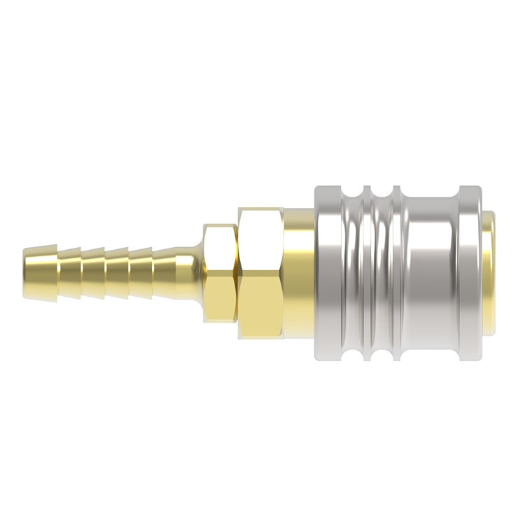 580 Hansen® by Danfoss | Pneumatic Quick Disconnect Coupling | 500 Series | Hose Barb End | 1/2" Hose ID x 1/2" Body Size | Socket | NBR Seal | Brass