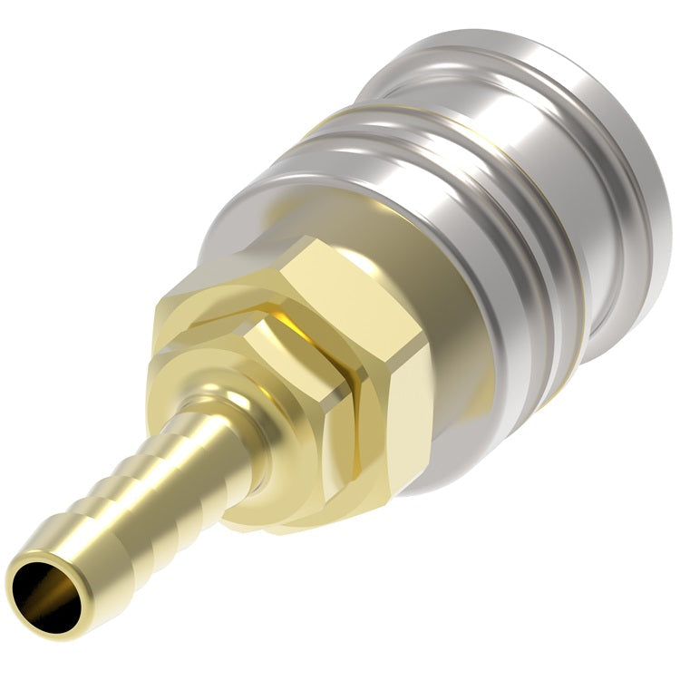 580 Hansen® by Danfoss | Pneumatic Quick Disconnect Coupling | 500 Series | Hose Barb End | 1/2" Hose ID x 1/2" Body Size | Socket | NBR Seal | Brass