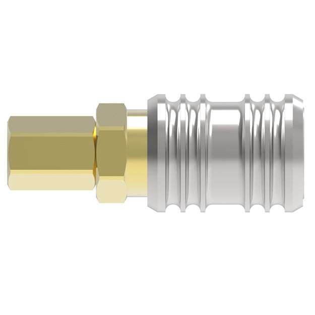 420 Hansen® by Danfoss | Pneumatic Quick Disconnect Coupling | 400 Series | 3/8" Female NPTF x 3/8" Body Size | Socket | NBR Seal | Brass