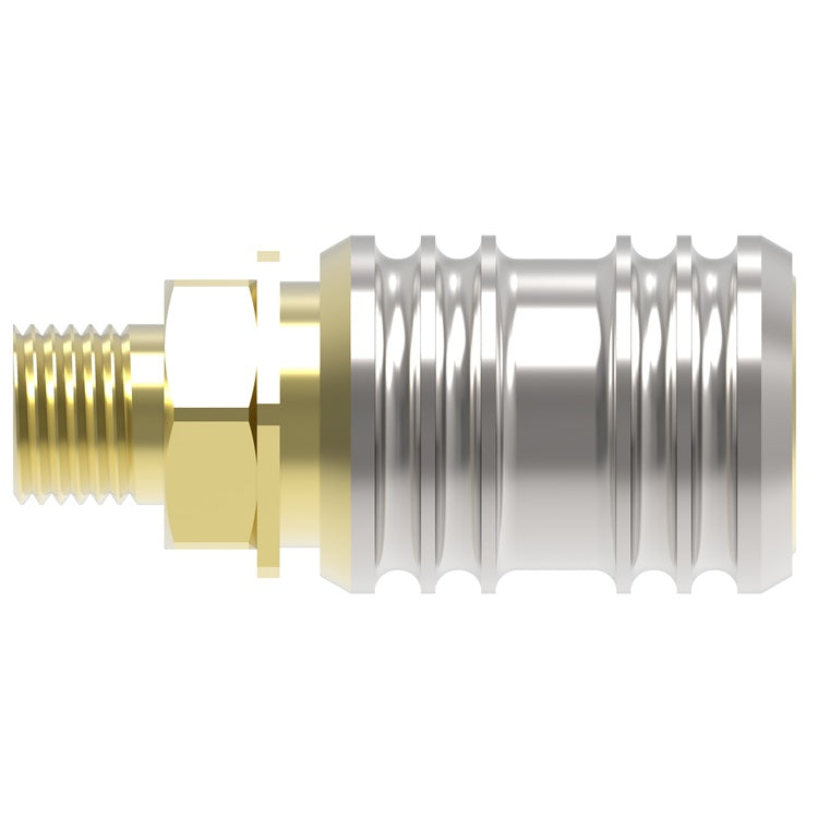 410 Hansen® by Danfoss | Pneumatic Quick Disconnect Coupling | 400 Series | 1/4" Male NPTF x 3/8" Body Size | Socket | NBR Seal | Brass