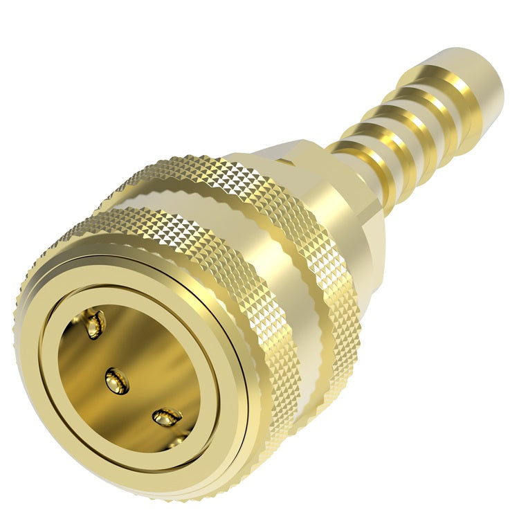 50400 Hansen® by Danfoss | Pneumatic Quick Disconnect Coupling | 5000 Series | Hose Barb End | 1/4" Hose ID x 1/2" Body Size | Socket | NBR Seal | Brass