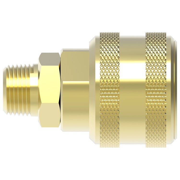 50100 Hansen® by Danfoss | Pneumatic Quick Disconnect Coupling | 5000 Series | 1/4" Male NPTF x 1/2" Body Size | Socket | NBR Seal | Brass
