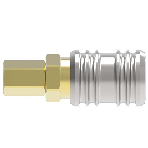 500A Hansen® by Danfoss | Pneumatic Quick Disconnect Coupling | 500 Series | 1/4" Female NPTF x 1/2" Body Size | Socket | NBR Seal | Brass