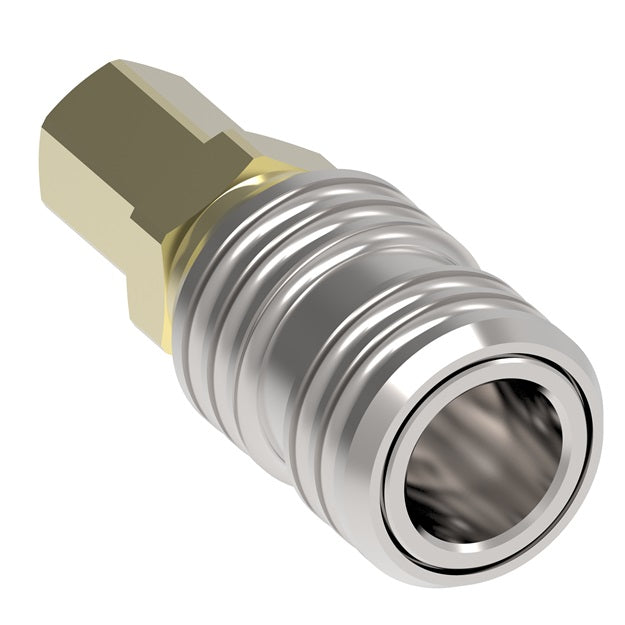 500 Hansen® by Danfoss | Pneumatic Quick Disconnect Coupling | 500 Series | 3/8" Female NPTF x 1/2" Body Size | Socket | NBR Seal | Brass