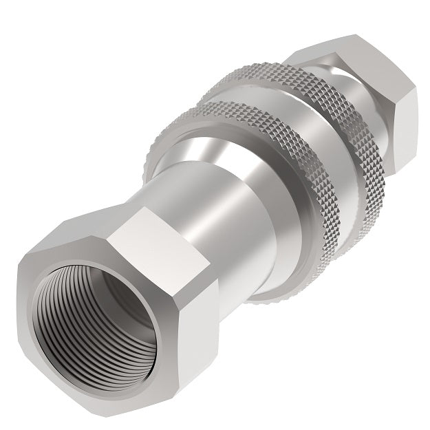 5650-8-10S Hansen® by Danfoss | Quick Disconnect Coupling | 5600 Series | 1/2" Female NPT x 5/8" ISO 7241 Type A | Complete Plug and Socket Set | Valved (Connect Under Pressure Style) | Buna-N Seal | Carbon Steel