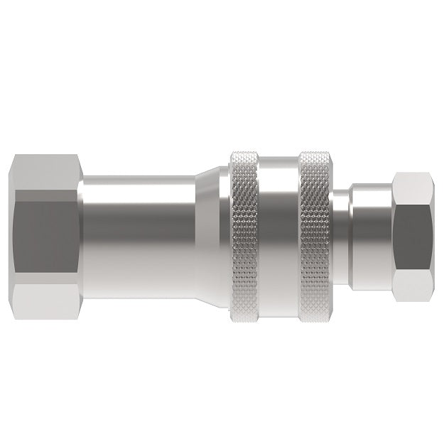 5650-12-10S Hansen® by Danfoss | Quick Disconnect Coupling | 5600 Series | 3/4" Female NPT x 5/8" ISO 7241 Type A | Complete Plug and Socket Set | Valved (Connect Under Pressure Style) | Buna-N Seal | Carbon Steel