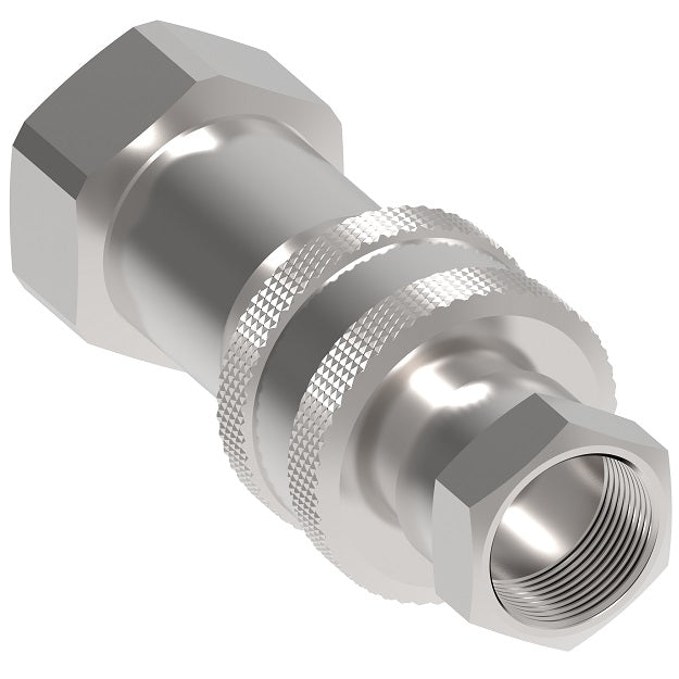 5650-8-10S Hansen® by Danfoss | Quick Disconnect Coupling | 5600 Series | 1/2" Female NPT x 5/8" ISO 7241 Type A | Complete Plug and Socket Set | Valved (Connect Under Pressure Style) | Buna-N Seal | Carbon Steel
