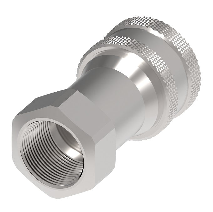 5608-4-4S Hansen® by Danfoss | Quick Disconnect Coupling | 5600 Series | 1/4" Female SAE O-Ring Boss x 7/16" ISO 7241 Type A | Socket | Valved | Buna-N Seal | Carbon Steel