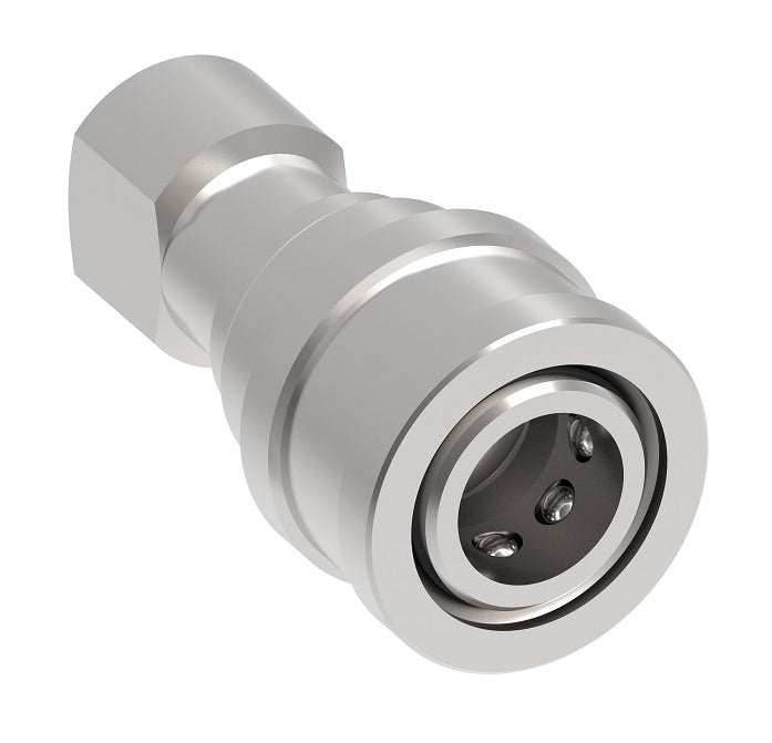 FD56-1270-08-10 Hansen® by Danfoss | Quick Disconnect Coupling | 5600 Series | 5/8" Female SAE O-Ring Boss x 3/4" ISO 7241 Type A | Socket | Valved with Sleeve Lock | Buna-N Seal | Carbon Steel