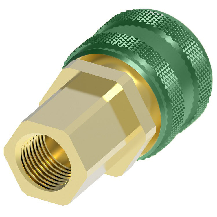 GR602 Hansen® by Danfoss | Quick Disconnect Coupling | 600 Series | 1/4" Female NPTF x 1/4" Body Size | Standard Socket | Without Sleeve Lock | Buna-N Seal | Brass