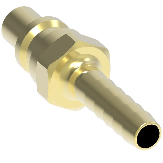 08A Hansen® by Danfoss | Quick Disconnect Coupling | 600 Series | Hose Barb End | 5/16" Hose ID x 1/4" Body Size | Standard Plug | Without Sleeve Lock | Buna-N Seal | Brass