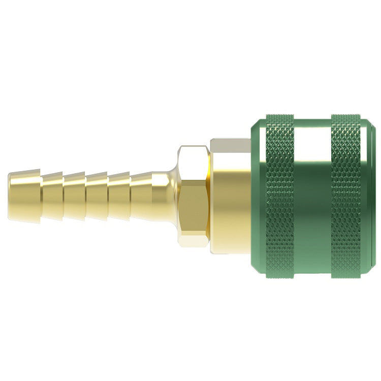 GR608SL Hansen® by Danfoss | Quick Disconnect Coupling | 600 Series | Hose Barb End | 3/8" Hose ID x 1/4" Body Size | Oxygen Service Socket | With Sleeve Lock | Buna-N Seal | Brass