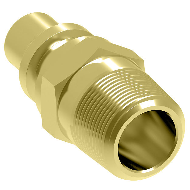 03A Hansen® by Danfoss | Quick Disconnect Coupling | 600 Series | 1/4" Male NPTF x 1/4" Body Size | Standard Plug | Without Sleeve Lock | Buna-N Seal | Brass