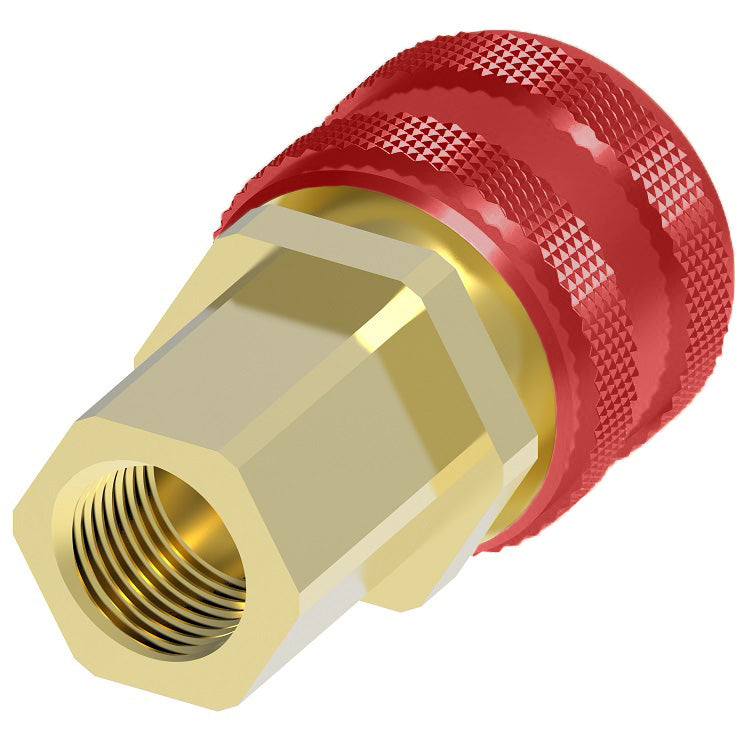 RD704SL Hansen® by Danfoss | Quick Disconnect Coupling | 700 Series | 3/8" Female NPTF x 1/4" Body Size | Acetylene Service Socket | With Sleeve Lock | Buna-N Seal | Brass