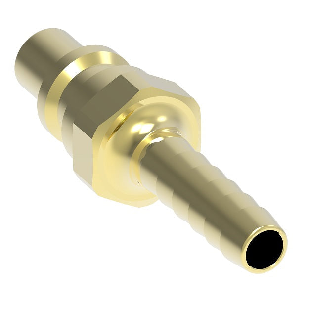 A7 Hansen® by Danfoss | Quick Disconnect Coupling | 700 Series | Hose Barb End | 1/4" Hose ID x 1/4" Body Size | Standard Plug | Without Sleeve Lock | Buna-N Seal | Brass