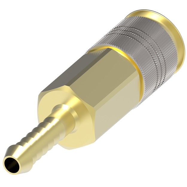 B23AS50H Hansen® by Danfoss | Pneumatic Quick Disconnect Coupling | Auto-Flo 23 Series | Hose Barb End | 1/2" Hose ID x 1/4" Body Size | Socket | Buna-N Seal | Brass