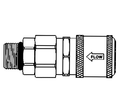 FD49-1014-06-06 Hansen® by Danfoss | Quick Disconnect Coupling | FD49 Series | 3/8" Male SAE O-Ring Boss x 3/8" NFPA T3.20.15 HTMA Interchange | Socket | Valved | Buna-N Seal | Steel