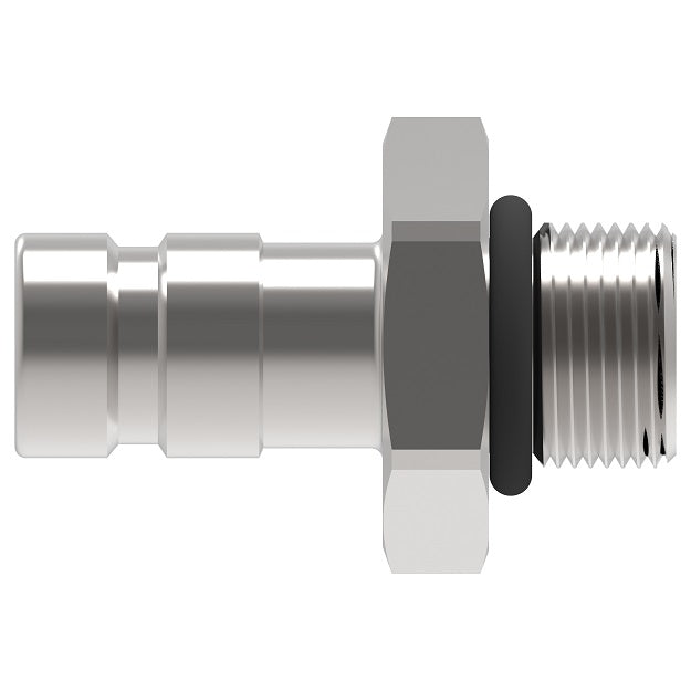 FD90-1004-03-04 Hansen® by Danfoss | Quick Disconnect Diagnostic Coupling | FD90 Series | 3/6" Male SAE O-Ring Boss x 1/4" SAE J1502 Interchange | Plug | NBR Seal | Valved with Dust Cap | Steel