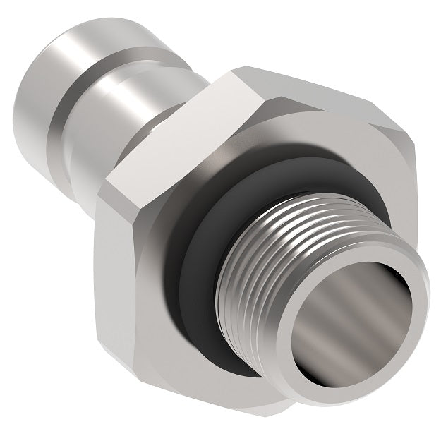 FD90-1004-03-04 Hansen® by Danfoss | Quick Disconnect Diagnostic Coupling | FD90 Series | 3/6" Male SAE O-Ring Boss x 1/4" SAE J1502 Interchange | Plug | NBR Seal | Valved with Dust Cap | Steel