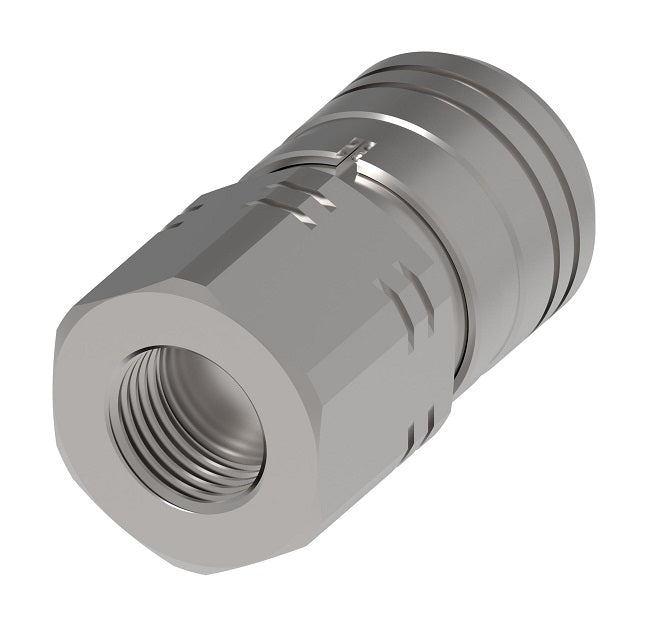 10FFS50143 Hansen® by Danfoss | Quick Disconnect Coupling | FF Series | 1/2" Female NPT x 3/8" ISO 16028 Flat Face | Socket | FKM Seal | Steel