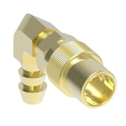 FTS316HP Hansen® by Danfoss | Thermal Management Quick Disconnect Coupling | Flo-Temp Series | Push-On Hose Barb | 90° Elbow | 3/8" Hose ID x 3/8" Body Size | Socket | Non-Valved | Buna-N Seal | Brass