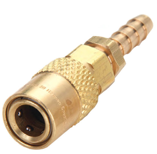 FTS206V Hansen® by Danfoss | Thermal Management Quick Disconnect Coupling | Flo-Temp Series | Hose Barb | 3/8" Hose ID x 1/4" Body Size | Socket | Valved | Buna-N Seal | Brass