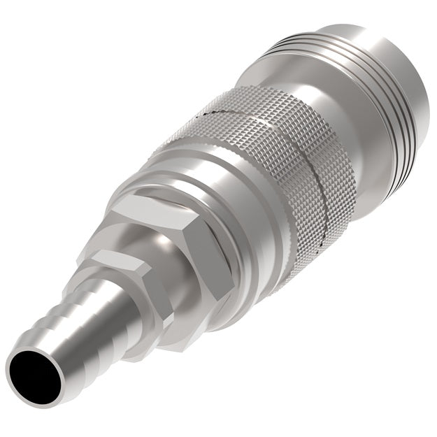 23203024 Hansen® by Danfoss | Pneumatic Quick Disconnect Coupling | Full-Bore Series | Hose Barb End | 1/4" Hose ID x 3/8" Body Size | Socket | Buna-N Seal | Steel