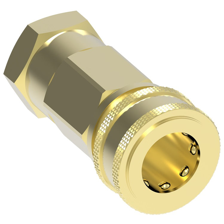GMS1250FH Hansen® by Danfoss | Pneumatic Quick Disconnect Coupling | Gas-Mate Series (For Indoor Use Only) | 1-1/4" Female NPTF x 1-1/4" Body Size | Socket | Buna-N Seal | Brass