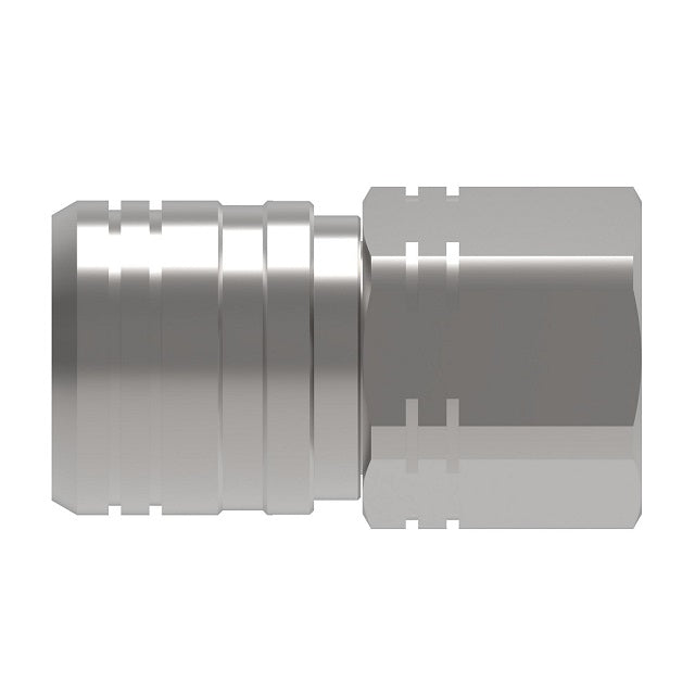 ML19FFS100143 Hansen® by Danfoss | Quick Disconnect Coupling | MLFF Series | 1" Female NPT x 3/4" ISO 16028 Flat Face/Dry Break | Socket | FKM Seal | 316L Stainless Steel