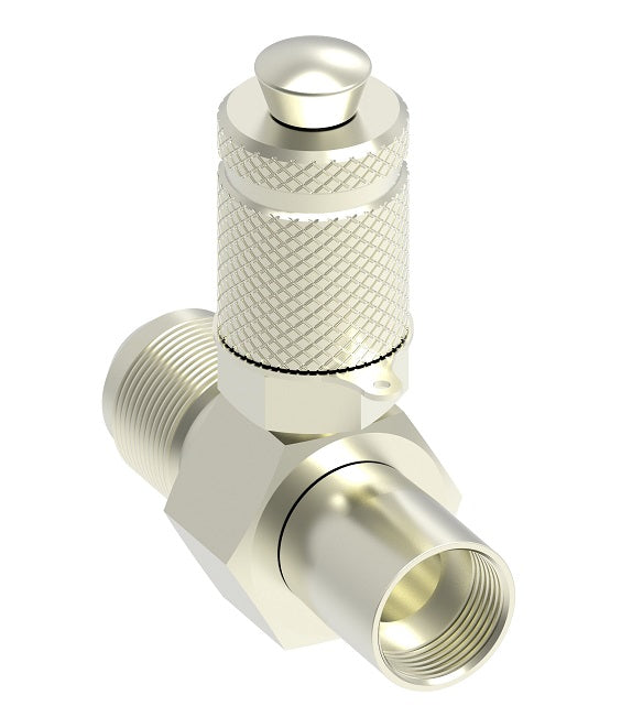 FF14792 Hansen® by Danfoss | Test Coupling | Swivel Run Tee | 3/4-16 Male UNF x 3/4-16 Female UNF | FKM Seal | Nickel Plated Steel