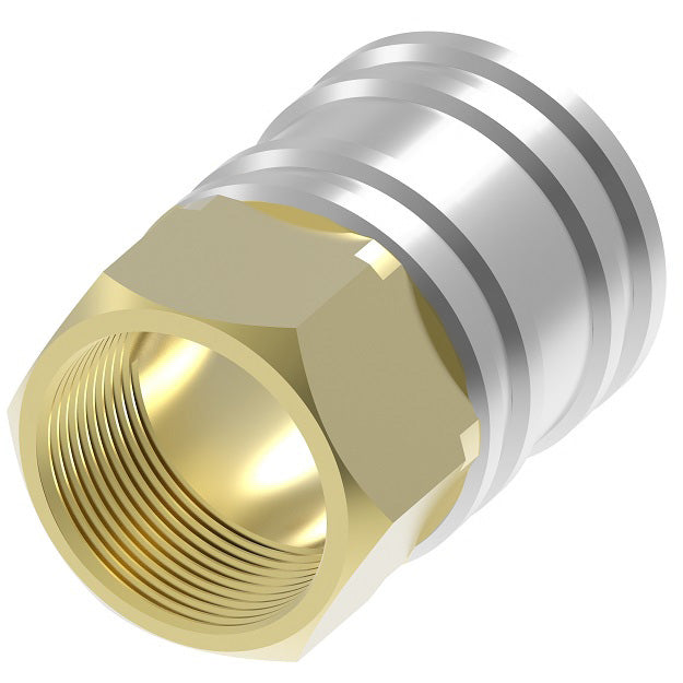 20S56 Hansen® by Danfoss | Quick Disconnect Coupling | ST Series | 2-1/2" Female NPTF x 2-1/2" Body Size | Socket | NBR Seal | Brass (with Steel Sleeve)