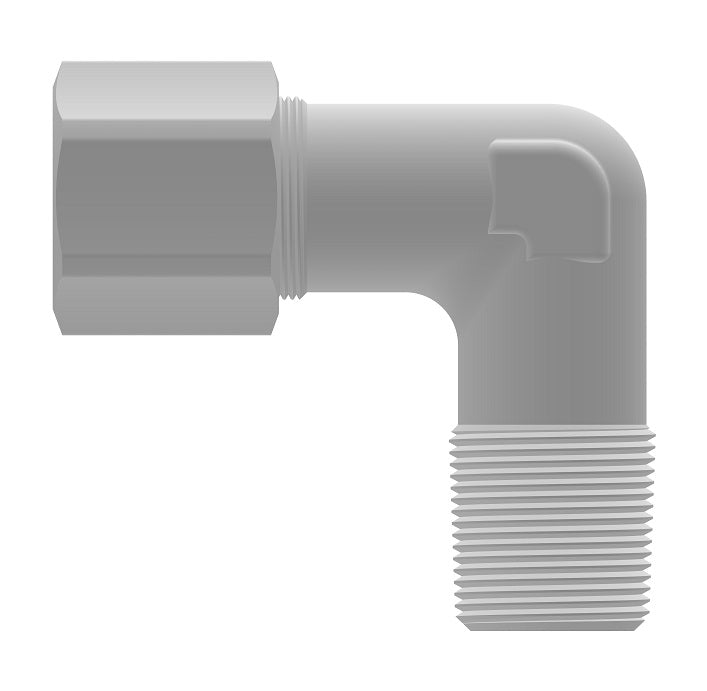 1569PX6X6 by Danfoss | Compression Tube | Male Connector | 90° Elbow | 3/8" Tube OD x 3/8" Male Pipe | Polypropylene