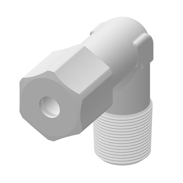 1569PX6G by Danfoss | Compression Tube | Male Connector with 'GRIPPER' Nut | 90° Elbow | 3/8" Tube OD x 1/4" Male Pipe | Polypropylene