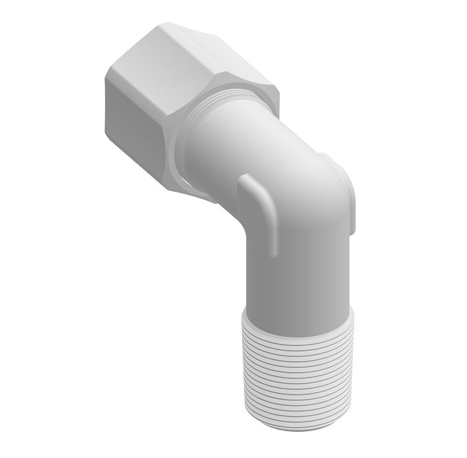 1569PX6G by Danfoss | Compression Tube | Male Connector with 'GRIPPER' Nut | 90° Elbow | 3/8" Tube OD x 1/4" Male Pipe | Polypropylene