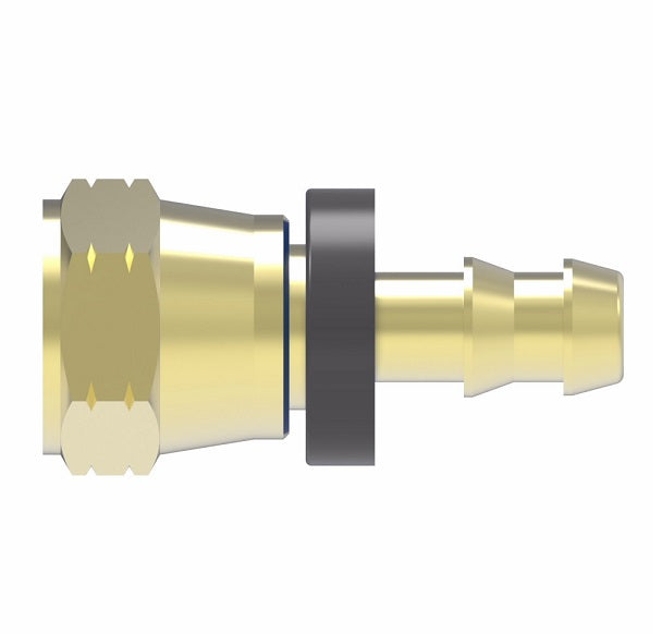 10010B-610 Weatherhead by Danfoss | Female JIC 37° Swivel Field Attachable Push-On Fitting | 100 'B' Series Barb-Tite | -10 Female JIC 37° Swivel x -10 Push-On Hose Barb | Brass
