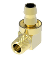 10006B-C02 Weatherhead by Danfoss | Male Pipe Rigid Field Attachable Push-On Fitting | 90° Elbow | 100 'B' Series Barb-Tite | -02 Male NPTF x -06 Reusable Hose End | Brass