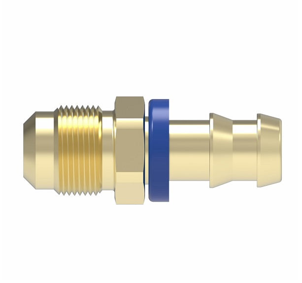 10004B-305 Weatherhead by Danfoss | Male SAE 45° Flare Rigid Field Attachable Push-On Fitting | 100 'B' Series Barb-Tite | -04 Male SAE 45° Flare x -05 Push-On Hose Barb | Brass