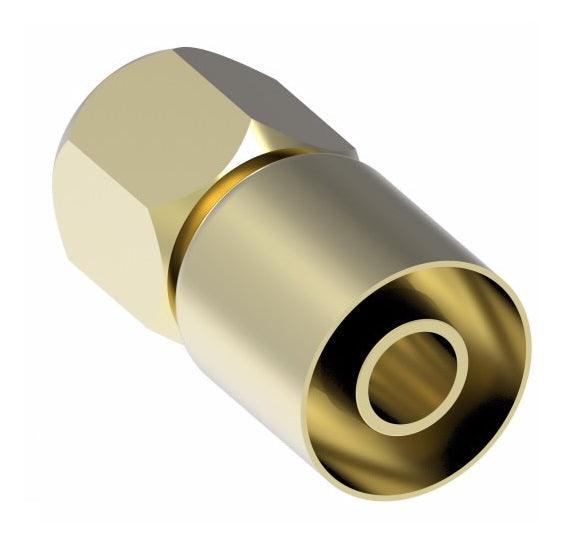 33808P-408 Weatherhead by Danfoss | 338 'P' Series | Female SAE 45° Swivel Crimp Fitting | -08 Female SAE 45° Swivel x -08 Hose Barb | Brass